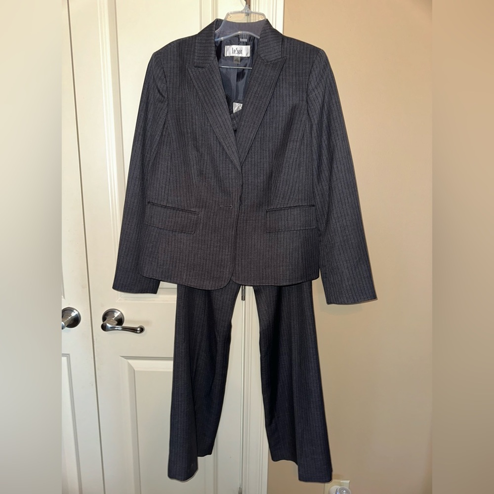 Gray and Black Pinstripe Women’s Suit